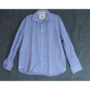 Joseph Abound Shirt Mens Size XL Blue Linen Blend Button Beach Textured Preppy